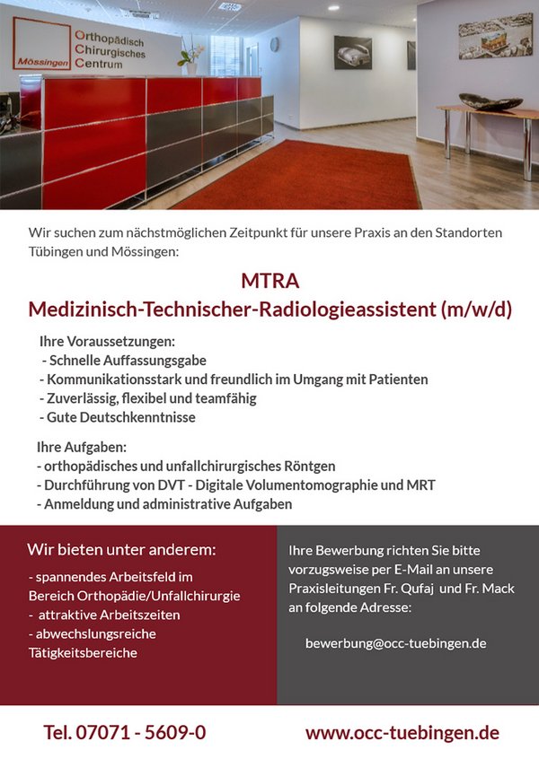 Stellenausschreibung MTRA